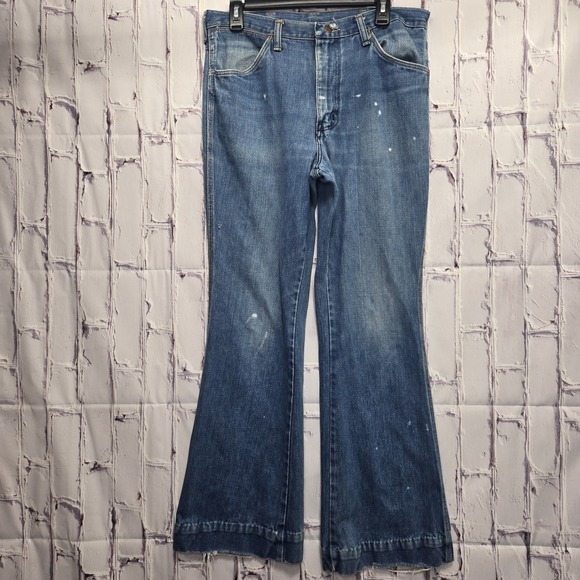 Vintage‎ 1970s Wrangler Bell Bottom Boot Cut Denim Jeans Sz 33x29 Made in USA